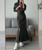 【ジュノア/JUNOAH】のLouere 裏起毛スウェットショートパーカー+スリットマーメイドスカートSET チャコール|ID: prp329100004794111 ipo3291000000034820314