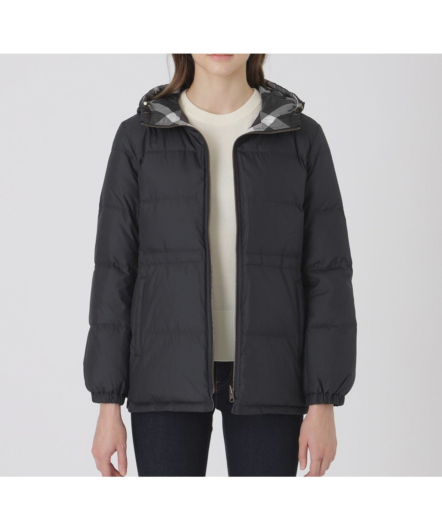 【ブルーレーベル クレストブリッジ/BLUE LABEL CRESTBRIDGE】の【10th ANNIVERSARY】【はっ水】ストレッチタフタリバーシブルダウンコート インテリア・キッズ・メンズ・レディースファッション・服の通販 founy(ファニー) 　ファッション　Fashion　レディースファッション　Fashion for Women　アウター　Coat / Outerwear Collection　コート・ロングコート・ピーコート　Long Coats, Peacoats & More　ダウンジャケット・軽量ダウン　Warm & Lightweight Down Jackets　ダウン　Down, Puffer　チェック　Check, Plaid, Tartan　ボトム　Bottoms, Lower Wear　リバーシブル　Reversible, Two-Sided　無地　Plain, Solid Color　ブラック|ID: prp329100004794128 ipo3291000000034925953