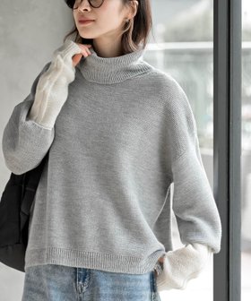 【アールピーエス/rps】のアームウォーマーレイヤー風タートルニットチュニック 人気、トレンドファッション・服の通販 founy(ファニー) ファッション Fashion レディースファッション Fashion for Women トップス・カットソー Cut & Sew Tops ニット Knit Tops & Sweaters シンプル Simple, Minimal ドッキング Docking, Mixed Material 防寒 Cold Protection, Winter-Ready |ID:prp329100004794138