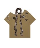 【アイモハ/aimoha】の【HOOK】for girls チェックリボンスカーフ付きスターTシャツ 人気、トレンドファッション・服の通販 founy(ファニー) ファッション Fashion レディースファッション Fashion for Women トップス・カットソー Cut & Sew Tops シャツ・ブラウス・オフィスカジュアル Elegant Blouses & Button-Ups ロングTシャツ・Tシャツ Longline T-Shirts & Tees スカーフ Scarf, Neckwear チェック Check, Plaid, Tartan ボトム Bottoms, Lower Wear リボン Ribbon, Bow thumbnail ベージュ|ID: prp329100004794152 ipo3291000000034890957