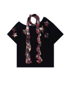 【アイモハ/aimoha】の【HOOK】for girls チェックリボンスカーフ付きスターTシャツ 人気、トレンドファッション・服の通販 founy(ファニー) ファッション Fashion レディースファッション Fashion for Women トップス・カットソー Cut & Sew Tops シャツ・ブラウス・オフィスカジュアル Elegant Blouses & Button-Ups ロングTシャツ・Tシャツ Longline T-Shirts & Tees スカーフ Scarf, Neckwear チェック Check, Plaid, Tartan ボトム Bottoms, Lower Wear リボン Ribbon, Bow thumbnail ブラック|ID: prp329100004794152 ipo3291000000034890958