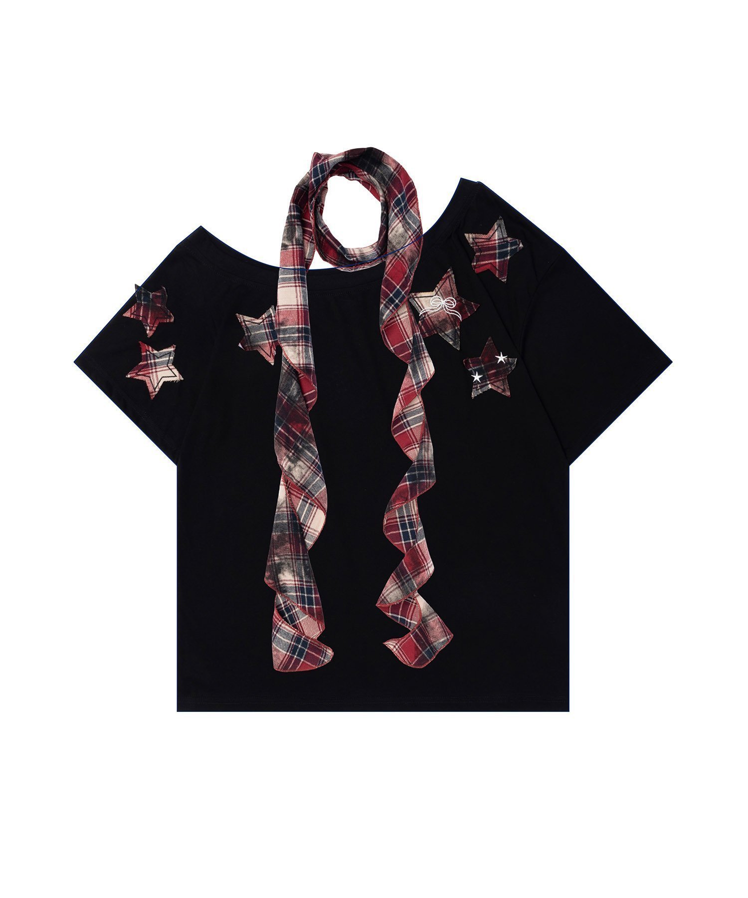 【アイモハ/aimoha】の【HOOK】for girls チェックリボンスカーフ付きスターTシャツ インテリア・キッズ・メンズ・レディースファッション・服の通販 founy(ファニー) ファッション Fashion レディースファッション Fashion for Women トップス・カットソー Cut & Sew Tops シャツ・ブラウス・オフィスカジュアル Elegant Blouses & Button-Ups ロングTシャツ・Tシャツ Longline T-Shirts & Tees スカーフ Scarf, Neckwear チェック Check, Plaid, Tartan ボトム Bottoms, Lower Wear リボン Ribbon, Bow ブラック|ID: prp329100004794152 ipo3291000000034890958