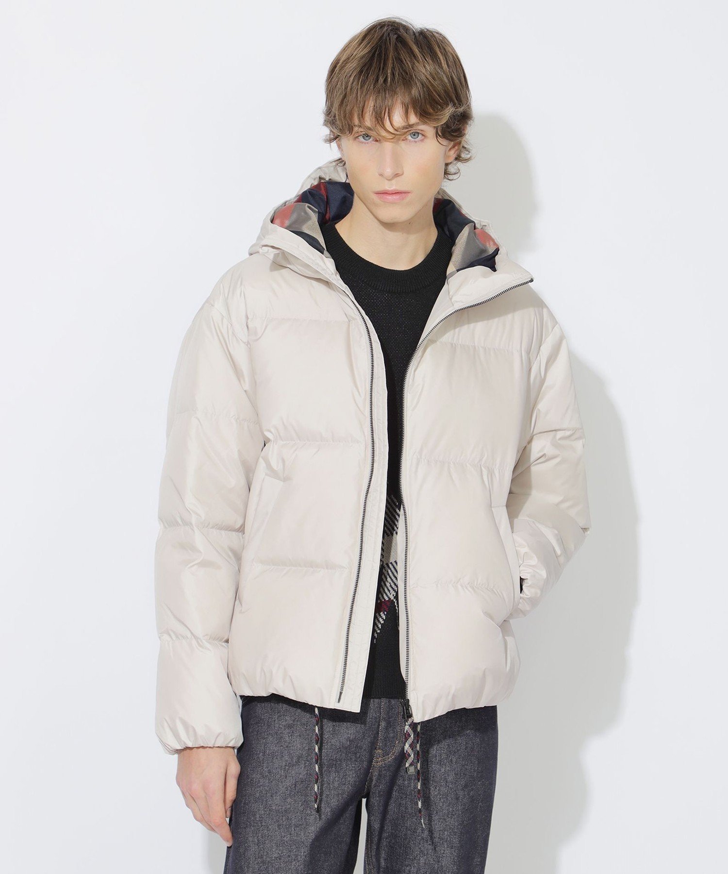 【ブルーレーベル クレストブリッジ/BLUE LABEL CRESTBRIDGE】の【Quiet checkシリーズ】ボクシーダウン インテリア・キッズ・メンズ・レディースファッション・服の通販 founy(ファニー) 　ファッション　Fashion　レディースファッション　Fashion for Women　ショート　Short, Short Length　ジャケット　Jacket, Outerwear　ダウン　Down, Puffer　トレンド　Trend, Trending Now　ドローコード　Drawcord, Drawstring Cord　バランス　Balance, Style Balance　フォルム　Silhouette, Form　ボックス　Boxy, Box Shape　エクリュ|ID: prp329100004794162 ipo3291000000035161426