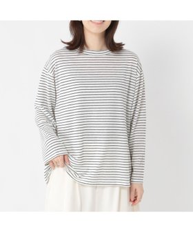 【スタディオ クリップ/studio CLIP】のアソートシャドーボーダースラブプルオーバー 人気、トレンドファッション・服の通販 founy(ファニー) ファッション Fashion レディースファッション Fashion for Women トップス・カットソー Cut & Sew Tops カジュアルプルオーバー・ニットトップス Pullovers & Knit Tops / Casual Pullovers おすすめ Recommended / Our Picks インナー Innerwear カットソー Cut and Sewn Top シャドー Shadow, Subtle Pattern スリーブ Sleeve, Long Sleeve / Short Sleeve ヘムライン Hemline, Bottom Cut ボトム Bottoms, Lower Wear ボーダー Border, Stripe ラウンド Round, Round Neck リネン Linen, Linen Fabric リラックス Relax, Relaxed Fit ロング Long, Long-Length 無地 Plain, Solid Color |ID:prp329100004794182