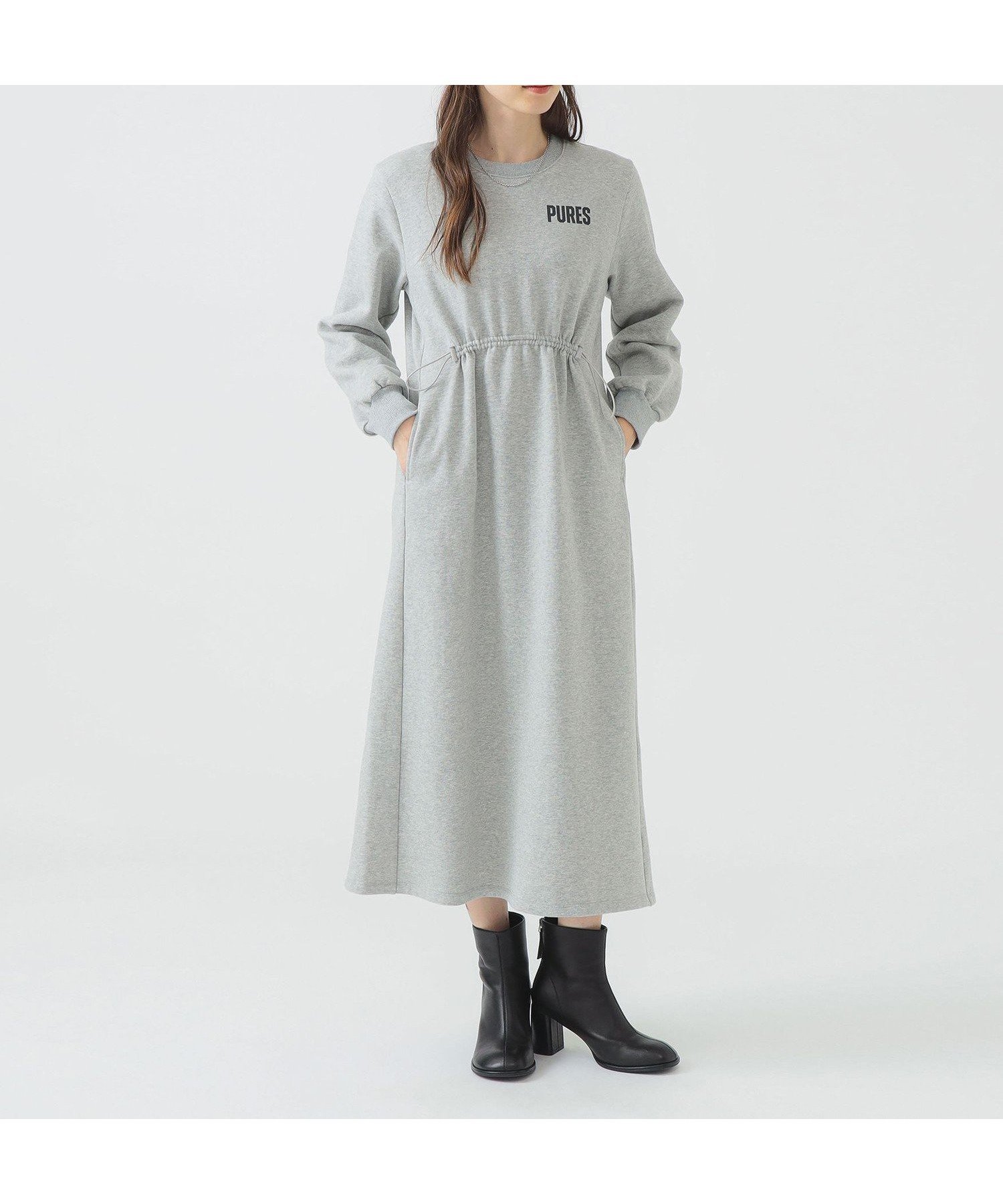 【ビーミングライフストアバイビームス/B:MING LIFE STORE by BEAMS】の裏毛ロゴ ワンピース 25AW 体型カバー 楽ちん インテリア・キッズ・メンズ・レディースファッション・服の通販 founy(ファニー) 　ファッション　Fashion　レディースファッション　Fashion for Women　ワンピース　Dresses　スポーティ　Sporty, Casual Athletic　フロント　Front, Front Design　プリント　Print, Printed Pattern　ベスト　Vest, Waistcoat　ポケット　Pocket, Pocket Detail　リラックス　Relax, Relaxed Fit　楽ちん　Easy Fit, Comfortable　再入荷　Restock / Back in Stock　おすすめ　Recommended / Our Picks　2025年　2025　2025-2026秋冬・A/W　Autumn/Winter 2025–26 AW25–26　TOP_GREY|ID: prp329100004794184 ipo3291000000034936975