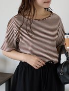【エヘカソポ/ehka sopo】のリブメローボーダーカットソー 人気、トレンドファッション・服の通販 founy(ファニー) ファッション Fashion レディースファッション Fashion for Women トップス・カットソー Cut & Sew Tops カットソー・ベーシックTシャツ Cut-and-Sewn Tops / Stretch Tees & Basics インナー Innerwear カットソー Cut and Sewn Top スマート Smart, Elegant フィット Fit, Slim Fit ボーダー Border, Stripe thumbnail ブラウン|ID: prp329100004794232 ipo3291000000034975011