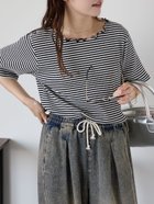 【エヘカソポ/ehka sopo】のリブメローボーダーカットソー 人気、トレンドファッション・服の通販 founy(ファニー) ファッション Fashion レディースファッション Fashion for Women トップス・カットソー Cut & Sew Tops カットソー・ベーシックTシャツ Cut-and-Sewn Tops / Stretch Tees & Basics インナー Innerwear カットソー Cut and Sewn Top スマート Smart, Elegant フィット Fit, Slim Fit ボーダー Border, Stripe thumbnail ブラック|ID: prp329100004794232 ipo3291000000034975013