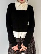 【リリーブラウン/Lily Brown】のダブルカラーレイヤードニット 人気、トレンドファッション・服の通販 founy(ファニー) ファッション Fashion レディースファッション Fashion for Women トップス・カットソー Cut & Sew Tops ニット Knit Tops & Sweaters コンパクト Compact, Small Size スマート Smart, Elegant トレンド Trend, Trending Now ドッキング Docking, Mixed Material ラウンド Round, Round Neck レギュラー Regular, Standard Fit エレガント 上品 Elegant thumbnail BLK[009]|ID: prp329100004794234 ipo3291000000034785556