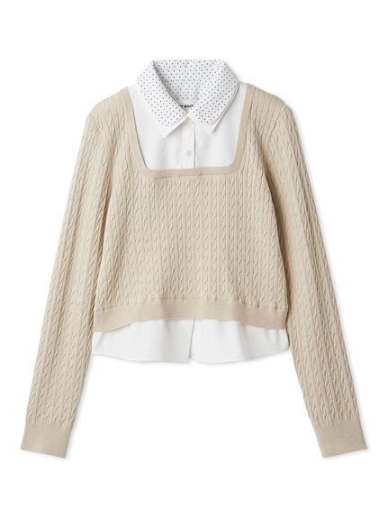 【リリーブラウン/Lily Brown】のダブルカラーレイヤードニット インテリア・キッズ・メンズ・レディースファッション・服の通販 founy(ファニー) 　ファッション　Fashion　レディースファッション　Fashion for Women　トップス・カットソー　Cut & Sew Tops　ニット　Knit Tops & Sweaters　コンパクト　Compact, Small Size　スマート　Smart, Elegant　トレンド　Trend, Trending Now　ドッキング　Docking, Mixed Material　ラウンド　Round, Round Neck　レギュラー　Regular, Standard Fit　エレガント 上品　Elegant　BEG[037]|ID: prp329100004794234 ipo3291000000034785557