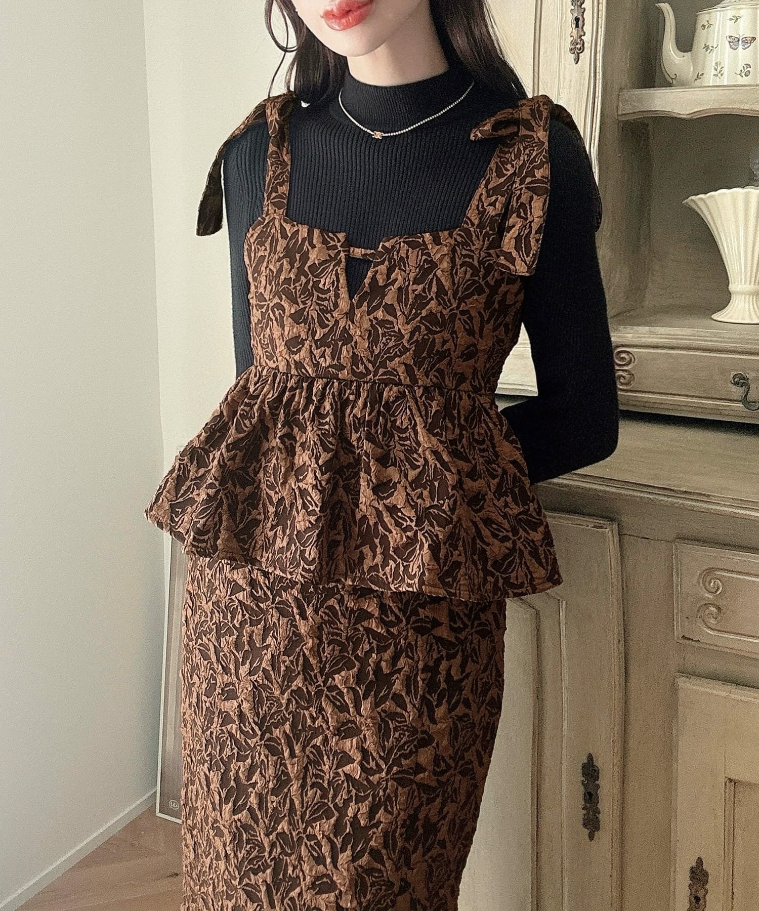 【ジュノア/JUNOAH】のMeiru 肩リボンキャミワンピース インテリア・キッズ・メンズ・レディースファッション・服の通販 founy(ファニー) ファッション Fashion レディースファッション Fashion for Women ワンピース Dresses キャミソールワンピース Camisole Dresses ブラウン|ID: prp329100004794242 ipo3291000000034785608