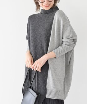 【アールピーエス/rps】の編地切替バイカラーニットチュニック 人気、トレンドファッション・服の通販 founy(ファニー) ファッション Fashion レディースファッション Fashion for Women トップス・カットソー Cut & Sew Tops ニット Knit Tops & Sweaters アシンメトリー Asymmetrical Style チュニック Tunic, Long Top ハイネック High Neck, Mock Neck フォルム Silhouette, Form ロング Long, Long-Length ワイド Wide, Wide Fit 再入荷 Restock / Back in Stock 切替 Switching, Contrast Panel |ID:prp329100004794254