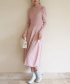 【セゾンドパピヨン/SAISON DE PAPILLON】のプチハイネックミモレ丈ワンピース 人気、トレンドファッション・服の通販 founy(ファニー) ファッション Fashion レディースファッション Fashion for Women ワンピース Dresses コンシャス Conscious, Bodycon コンパクト Compact, Small Size シンプル Simple, Minimal スリット Slit, Slit Detail スリーブ Sleeve, Long Sleeve / Short Sleeve ドッキング Docking, Mixed Material パール Pearl, Pearl Accent フィット Fit, Slim Fit フェミニン Feminine, Girly フロント Front, Front Design プリーツ Pleats, Pleated ランダム Random, Irregular ロング Long, Long-Length エレガント 上品 Elegant thumbnail ピンク|ID: prp329100004794257 ipo3291000000034785691