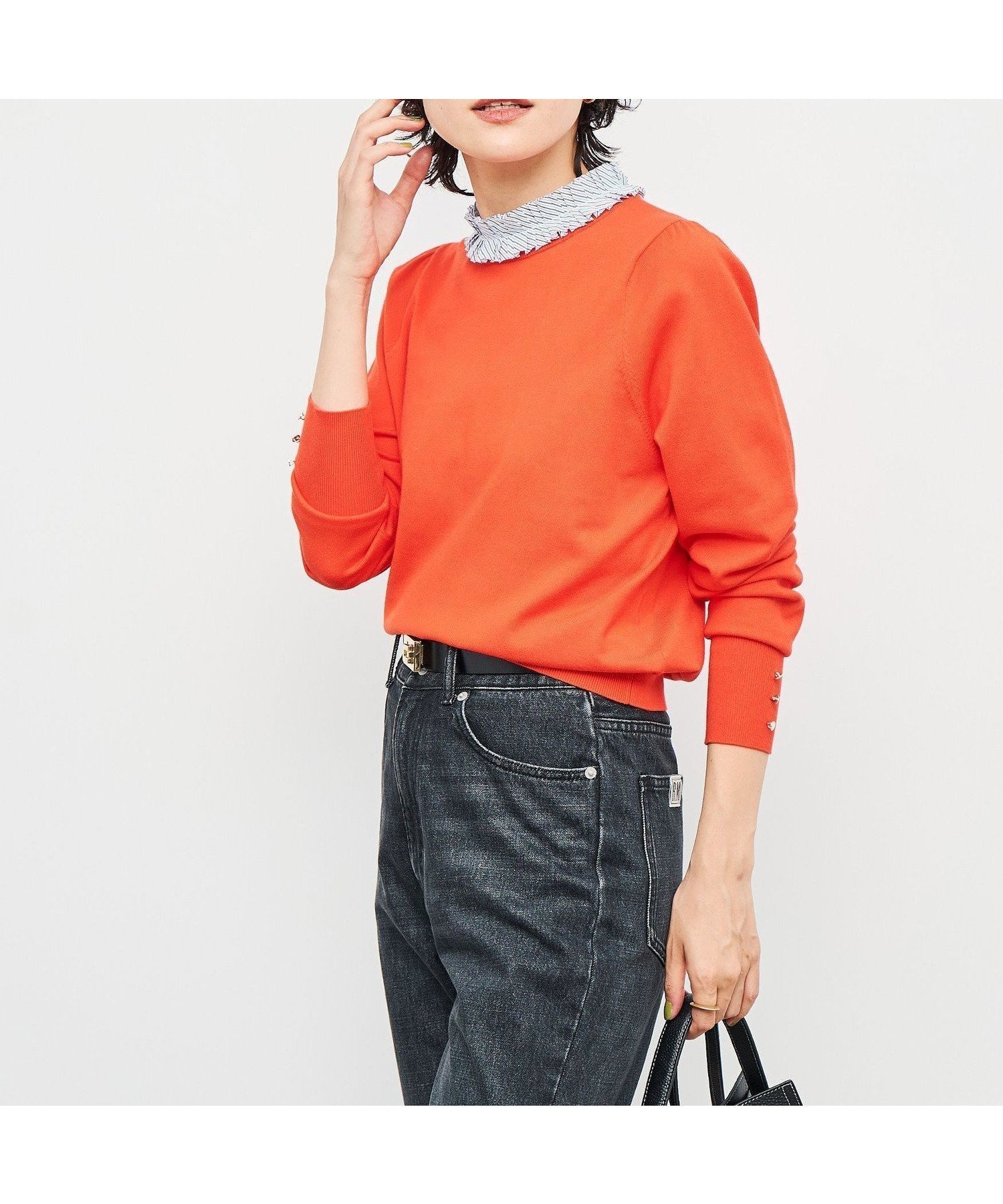 【ノーリーズ/NOLLEY'S】のプリーツ衿取り外しプルオーバーニット インテリア・キッズ・メンズ・レディースファッション・服の通販 founy(ファニー) 　ファッション　Fashion　レディースファッション　Fashion for Women　トップス・カットソー　Cut & Sew Tops　ニット　Knit Tops & Sweaters　カジュアルプルオーバー・ニットトップス　Pullovers & Knit Tops / Casual Pullovers　オレンジ　Orange　シンプル　Simple, Minimal　ストレッチ　Stretch, Stretchy Fabric　プリーツ　Pleats, Pleated　おすすめ　Recommended / Our Picks　夏　Summer　ビジネス 仕事 通勤　Business / Work / Commuting　2025年　2025　2025-2026秋冬・A/W　Autumn/Winter 2025–26 AW25–26　オレンジ|ID: prp329100004794292 ipo3291000000035163646