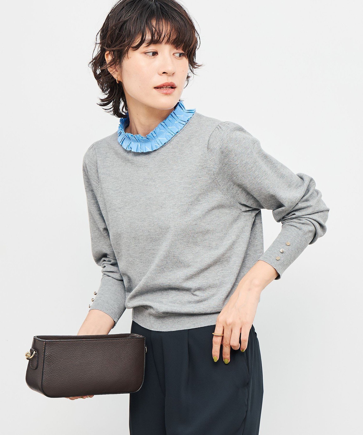 【ノーリーズ/NOLLEY'S】のプリーツ衿取り外しプルオーバーニット インテリア・キッズ・メンズ・レディースファッション・服の通販 founy(ファニー) 　ファッション　Fashion　レディースファッション　Fashion for Women　トップス・カットソー　Cut & Sew Tops　ニット　Knit Tops & Sweaters　カジュアルプルオーバー・ニットトップス　Pullovers & Knit Tops / Casual Pullovers　オレンジ　Orange　シンプル　Simple, Minimal　ストレッチ　Stretch, Stretchy Fabric　プリーツ　Pleats, Pleated　おすすめ　Recommended / Our Picks　夏　Summer　ビジネス 仕事 通勤　Business / Work / Commuting　2025年　2025　2025-2026秋冬・A/W　Autumn/Winter 2025–26 AW25–26　ミディアムグレー|ID: prp329100004794292 ipo3291000000035163650