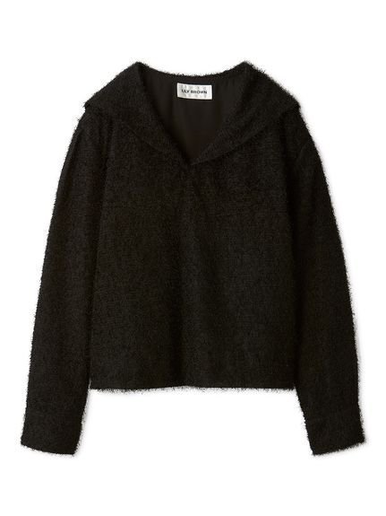 【リリーブラウン/Lily Brown】のセーラーカラートップス インテリア・キッズ・メンズ・レディースファッション・服の通販 founy(ファニー) 　ファッション　Fashion　レディースファッション　Fashion for Women　トップス・カットソー　Cut & Sew Tops　カットジャガード　Cut Jacquard　クラシカル　Classical, Vintage-Inspired　スタイリッシュ　Stylish, Fashionable　スマート　Smart, Elegant　チェック　Check, Plaid, Tartan　デニム　Denim, Jeans Material　フェミニン　Feminine, Girly　ボックス　Boxy, Box Shape　ボトム　Bottoms, Lower Wear　リラックス　Relax, Relaxed Fit　BLK[009]|ID: prp329100004794308 ipo3291000000034785993