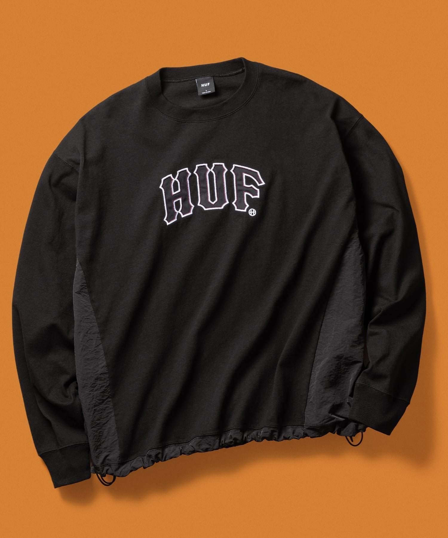 【ハフ/HUF】のARCH DRAWCORD CREW / HUF ハフ ドローコード カットソー インテリア・キッズ・メンズ・レディースファッション・服の通販 founy(ファニー) ファッション Fashion レディースファッション Fashion for Women トップス・カットソー Cut & Sew Tops カットソー・ベーシックTシャツ Cut-and-Sewn Tops / Stretch Tees & Basics カットソー Cut and Sewn Top グラフィック Graphic, Graphic Design シンプル Simple, Minimal ドローコード Drawcord, Drawstring Cord フロント Front, Front Design プリーツ Pleats, Pleated ベスト Vest, Waistcoat リバーシブル Reversible, Two-Sided 切替 Switching, Contrast Panel 定番 Standard, Basic Item BLACK|ID: prp329100004794327 ipo3291000000034786087