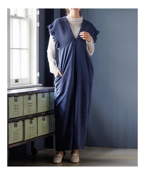 【ルディックパーク/LUDIC PARK】のピーチ起毛シャーリングサロペット インテリア・キッズ・メンズ・レディースファッション・服の通販 founy(ファニー) 　ファッション　Fashion　レディースファッション　Fashion for Women　ワンピース　Dresses　サロペット&オールインワン　Dungarees & Jumpsuit Styles　インナー　Innerwear　ガーリー　Girly, Feminine Style　サロペット　Overalls, Salopette　サンダル　Sandals, Summer Shoes　シャーリング　Shirring, Ruched　なめらか　Smooth, Silky Texture　ピーチ　Peach, Soft Touch　ポケット　Pocket, Pocket Detail　リボン　Ribbon, Bow　ワイド　Wide, Wide Fit　おすすめ　Recommended / Our Picks　青|ID: prp329100004794366 ipo3291000000035178426