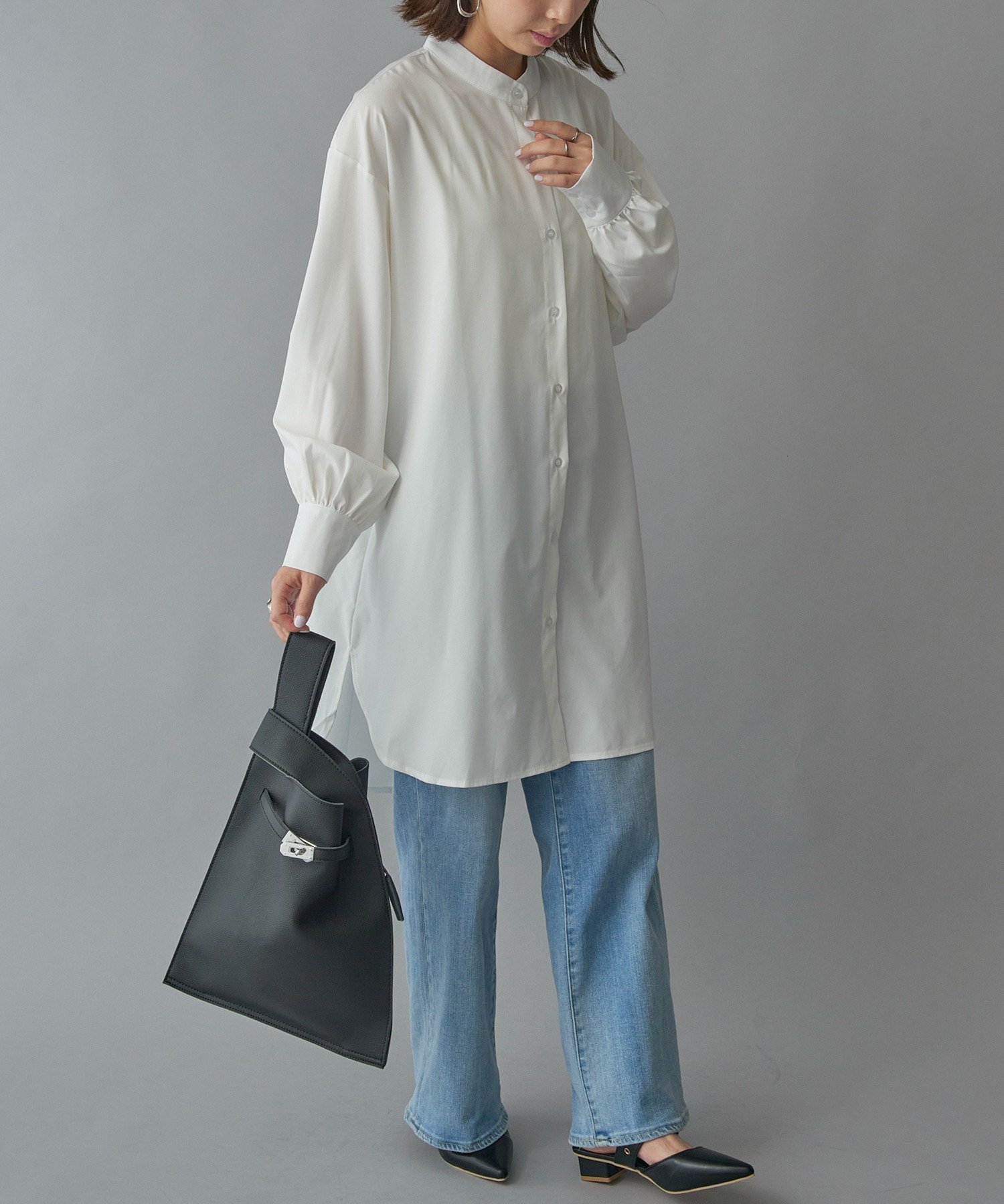 【セットアップセブン/SETUP7】のSETUP7/ミディアム丈シャツワンピース KNF インテリア・キッズ・メンズ・レディースファッション・服の通販 founy(ファニー) 　ファッション　Fashion　レディースファッション　Fashion for Women　ワンピース　Dresses　シャツワンピース / 1枚で着映えコーデ　Shirt Dresses　アンダー　Underwear Essentials　インナー　Innerwear　スタンド　Stand Collar, Upright Stand　スポーツ　Sports, Activewear　スリット　Slit, Slit Detail　セットアップ　Set-Up, Coordinated Outfit　デニム　Denim, Jeans Material　長袖　Long Sleeve, Full Sleeve　ハイネック　High Neck, Mock Neck　ミックス　Mix, Mixed Style　リラックス　Relax, Relaxed Fit　ワーク　Workwear, Utility Style　再入荷　Restock / Back in Stock　WHT|ID: prp329100004794373 ipo3291000000034786304