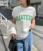 【アンドミー/andme】のコットン 天竺 ロゴプリント フレンチスリーブ Tシャツ オフホワイト×グリーン|ID: prp329100004794399 ipo3291000000034786440