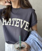 【アンドミー/andme】のコットン 天竺 ロゴプリント フレンチスリーブ Tシャツ チャコールグレー|ID: prp329100004794399 ipo3291000000034786444