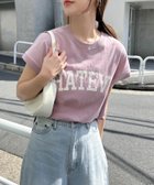 【アンドミー/andme】のコットン 天竺 ロゴプリント フレンチスリーブ Tシャツ ピンク|ID: prp329100004794399 ipo3291000000034786449