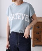 【アンドミー/andme】のコットン 天竺 ロゴプリント フレンチスリーブ Tシャツ ブルー|ID: prp329100004794399 ipo3291000000034786450