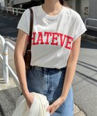 【アンドミー/andme】のコットン 天竺 ロゴプリント フレンチスリーブ Tシャツ オフホワイト×レッド|ID: prp329100004794399 ipo3291000000034786453