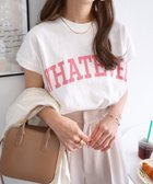 【アンドミー/andme】のコットン 天竺 ロゴプリント フレンチスリーブ Tシャツ オフホワイト×ピンク|ID: prp329100004794399 ipo3291000000034786455