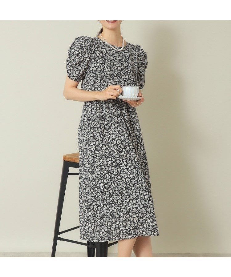【イッツデモ/ITS' DEMO】の【ウエストゴム/二の腕カバー/手洗い可】単色花柄ワンピース インテリア・キッズ・メンズ・レディースファッション・服の通販 founy(ファニー) ファッション Fashion レディースファッション Fashion for Women ワンピース Dresses カーディガン Cardigan, Knitwear ギャザー Gathered, Ruffled ジャケット Jacket, Outerwear スマート Smart, Elegant エレガント 上品 Elegant ビジネス 仕事 通勤 Business / Work / Commuting ブラック|ID: prp329100004794402 ipo3291000000034786462