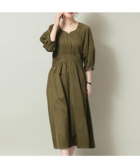 【イッツデモ/ITS' DEMO】の【後ろウエストシャーリング/手洗い可】ハートネックワンピース 人気、トレンドファッション・服の通販 founy(ファニー) ファッション Fashion レディースファッション Fashion for Women ワンピース Dresses エレガント 上品 Elegant コンパクト Compact, Small Size シャーリング Shirring, Ruched スマート Smart, Elegant スリーブ Sleeve, Long Sleeve / Short Sleeve |ID:prp329100004794405