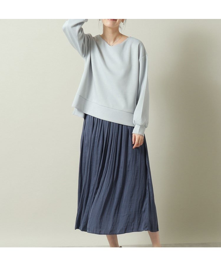 【イッツデモ/ITS' DEMO】の【手洗い可】Vネックプルオーバー*サテンスカートSET インテリア・キッズ・メンズ・レディースファッション・服の通販 founy(ファニー) ファッション Fashion レディースファッション Fashion for Women セットアップ Matching Sets スカート・ミニ/ミディ/マキシ Skirts / Mini, Midi & Maxi Skirts ギャザー Gathered, Ruffled サテン Satin, Glossy Fabric スマート Smart, Elegant 無地 Plain, Solid Color ライトグレー|ID: prp329100004794406 ipo3291000000034786479