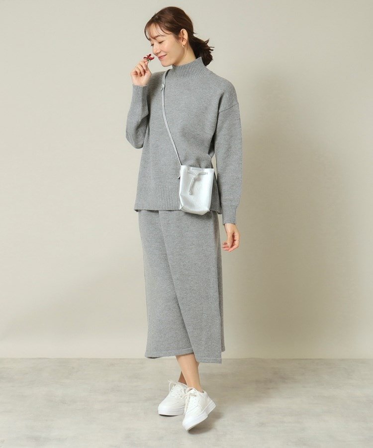 【イッツデモ/ITS' DEMO】の【ウエストゴム/手洗い可】ハイネックニットセットアップ インテリア・キッズ・メンズ・レディースファッション・服の通販 founy(ファニー) 　ファッション　Fashion　レディースファッション　Fashion for Women　トップス・カットソー　Cut & Sew Tops　ニット　Knit Tops & Sweaters　スマート　Smart, Elegant　セットアップ　Set-Up, Coordinated Outfit　ポケット　Pocket, Pocket Detail　グレー|ID: prp329100004794416 ipo3291000000034786527