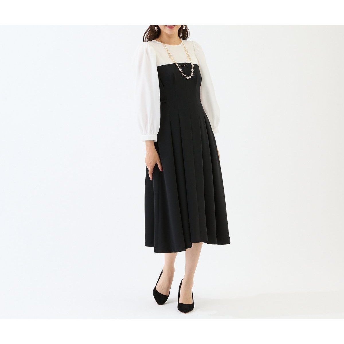 【ローズティアラ/Rose Tiara】の【接触冷感/シワになりにくい】配色切替プリーツワンピース インテリア・キッズ・メンズ・レディースファッション・服の通販 founy(ファニー) ファッション Fashion レディースファッション Fashion for Women ワンピース Dresses オーガンジー Organza Fabric シンプル Simple, Minimal ジャケット Jacket, Outerwear セレモニー Ceremony チュール Tulip, Tulip Motif プリーツ Pleats, Pleated ポケット Pocket, Pocket Detail リボン Ribbon, Bow エレガント 上品 Elegant 切替 Switching, Contrast Panel ブラック|ID: prp329100004794429 ipo3291000000034844242