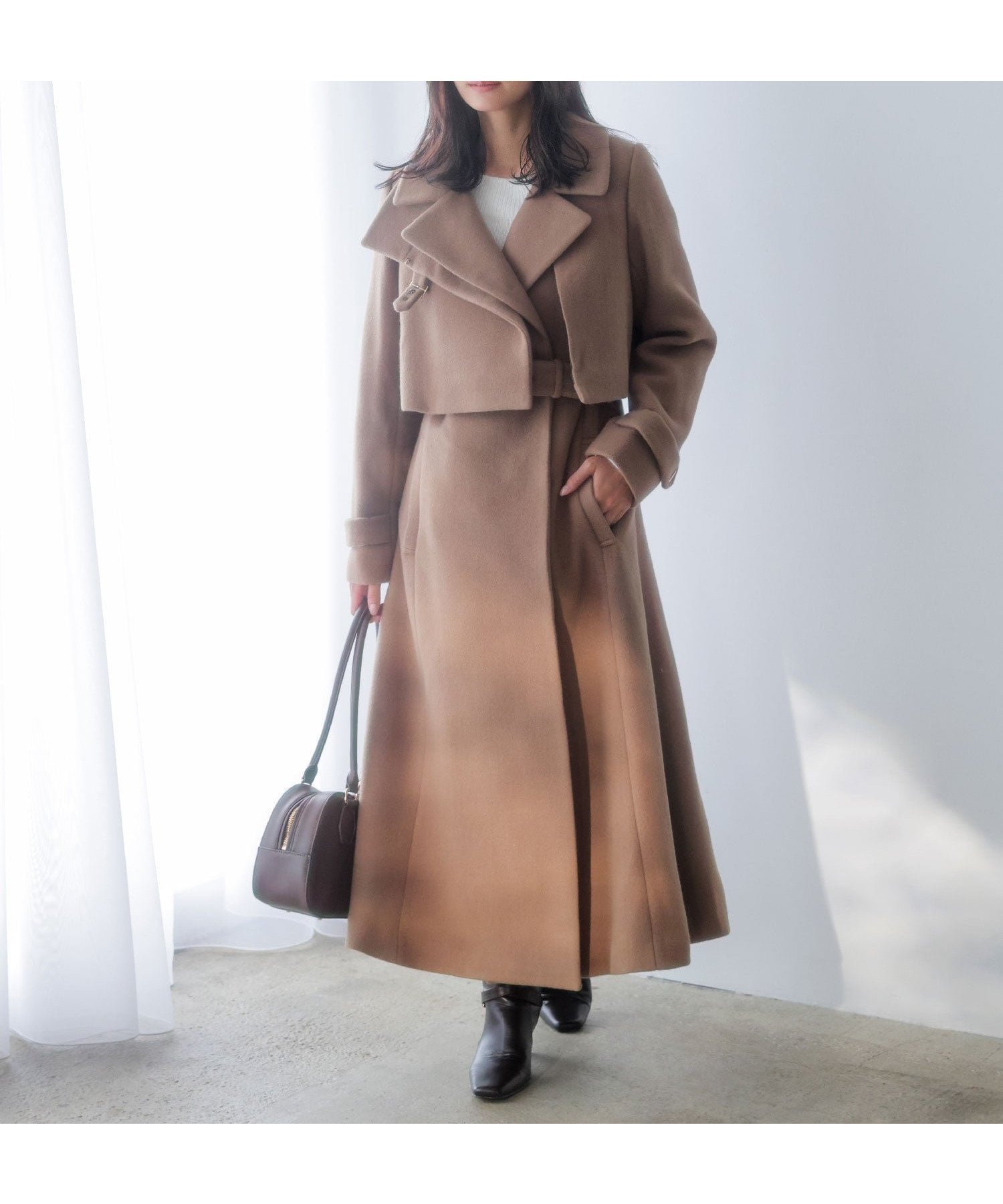 【ノエラ/Noela】の2WAYスタンドカラーウールコート インテリア・キッズ・メンズ・レディースファッション・服の通販 founy(ファニー) ファッション Fashion レディースファッション Fashion for Women アウター Coat / Outerwear Collection コート・ロングコート・ピーコート Long Coats, Peacoats & More ドレープ Drape, Draping Fabric ポケット Pocket, Pocket Detail メルトン Melton, Heavy Wool エレガント 上品 Elegant 冬 Winter / This Winter ビジネス 仕事 通勤 Business / Work / Commuting キャメル|ID: prp329100004794432 ipo3291000000034819866