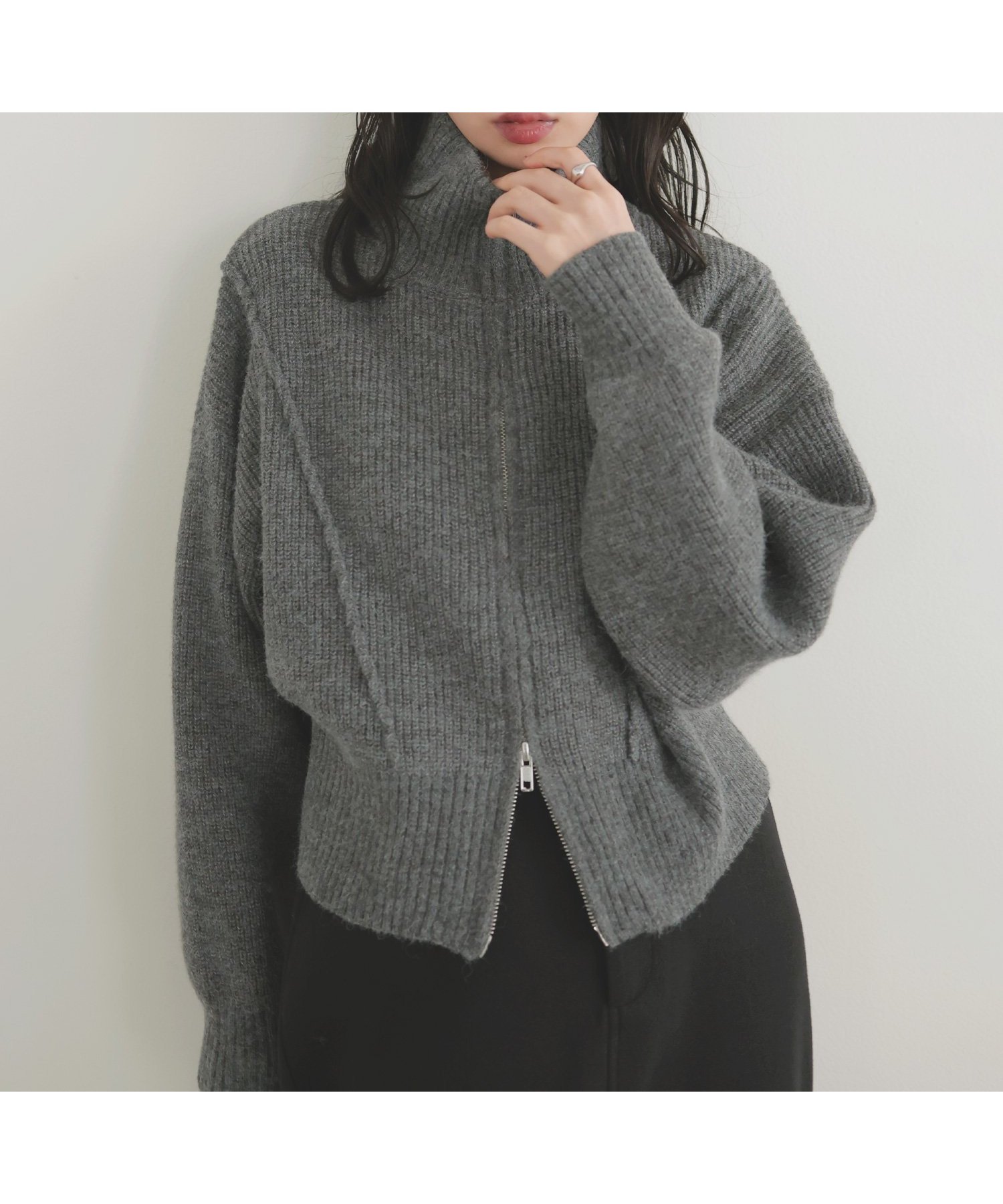 【リアン/Lian】のアルパカタッチダブルジッププルオーバ- インテリア・キッズ・メンズ・レディースファッション・服の通販 founy(ファニー) 　ファッション　Fashion　レディースファッション　Fashion for Women　チャコールグレー|ID: prp329100004794461 ipo3291000000034786787