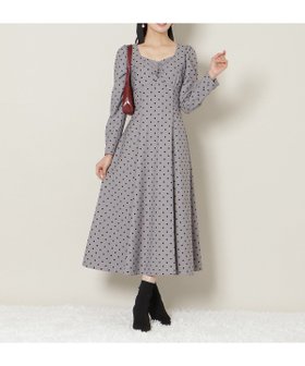 【ウィルセレクション/WILLSELECTION】のドットフロッキーフレアワンピース 人気、トレンドファッション・服の通販 founy(ファニー) ファッション Fashion レディースファッション Fashion for Women ワンピース Dresses ギャザー Gathered, Ruffled ショルダー Shoulder, Shoulder Strap スクエア Square, Square Shape ドット Polka Dot, Dot Pattern フレア Flare, Flared フロント Front, Front Design レース Lace, Lace Fabric ロング Long, Long-Length エレガント 上品 Elegant 長袖 Long Sleeve, Full Sleeve |ID:prp329100004794470