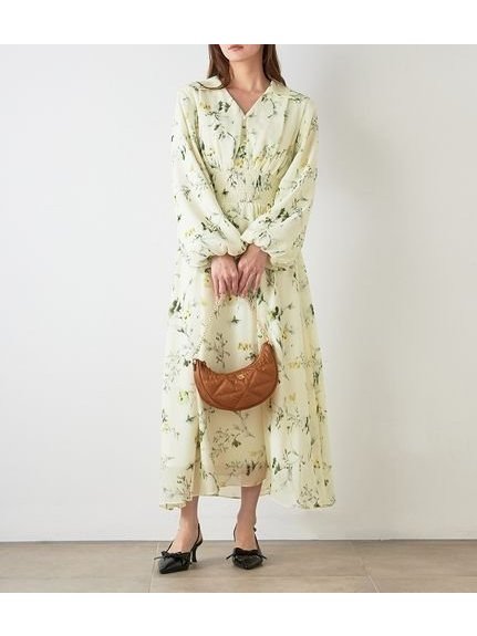 【スナイデル/SNIDEL】のウエストシャーリングプリントOP インテリア・キッズ・メンズ・レディースファッション・服の通販 founy(ファニー) 　ファッション　Fashion　レディースファッション　Fashion for Women　ワンピース　Dresses　おすすめ　Recommended / Our Picks　イエロー　Yellow　シフォン　Chiffon, Lightweight Fabric　シャーリング　Shirring, Ruched　スマート　Smart, Elegant　YEL[032]|ID: prp329100004794475 ipo3291000000034786893