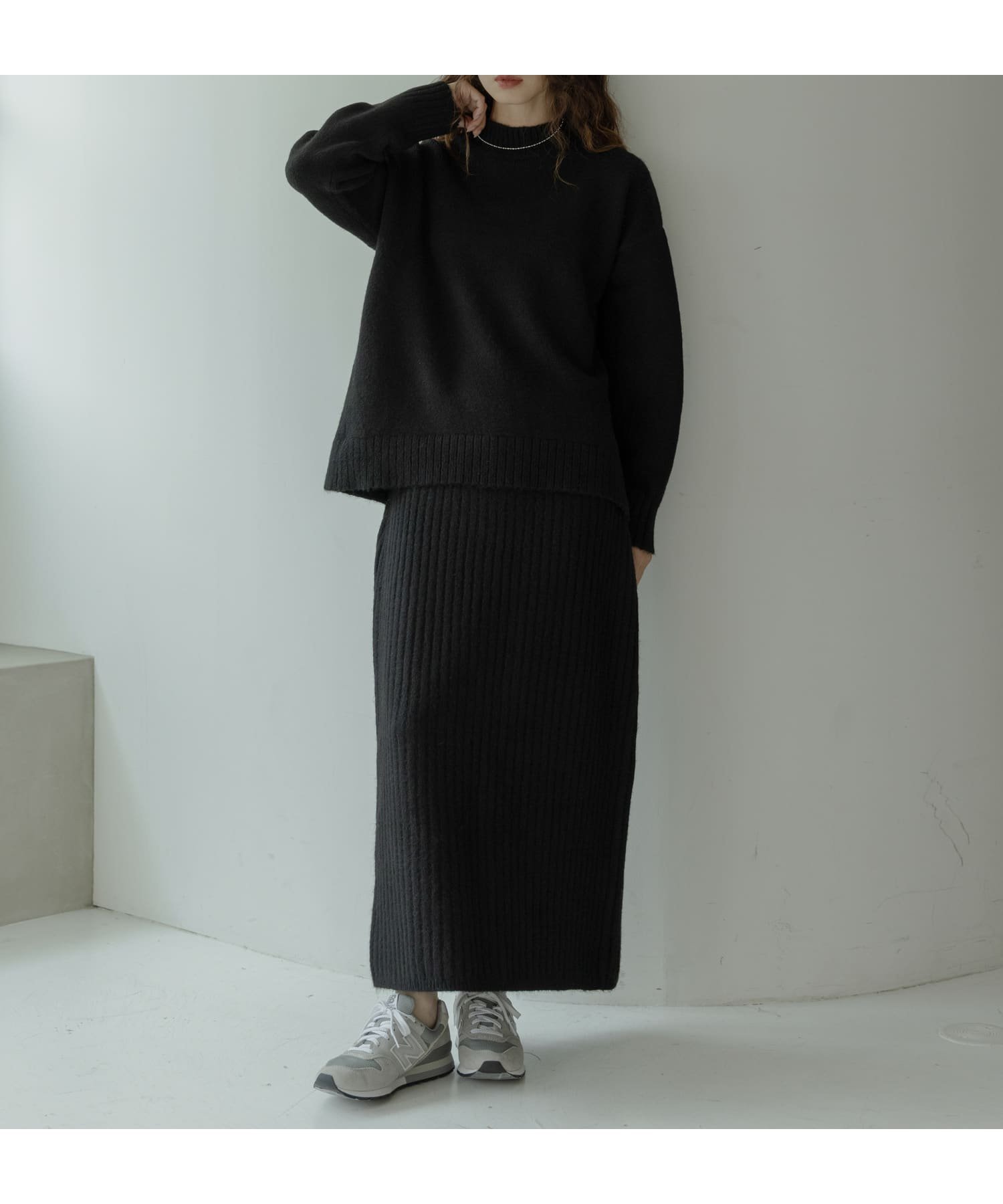 【サニーレーベル/Sonny Label / URBAN RESEARCH】の『WEB限定』モックネックニット×スカートセットアップ インテリア・キッズ・メンズ・レディースファッション・服の通販 founy(ファニー) 　ファッション　Fashion　レディースファッション　Fashion for Women　セットアップ　Matching Sets　スカート・ミニ/ミディ/マキシ　Skirts / Mini, Midi & Maxi Skirts　2025年　2025　2025-2026秋冬・A/W　Autumn/Winter 2025–26 AW25–26　冬　Winter / This Winter　シンプル　Simple, Minimal　セットアップ　Set-Up, Coordinated Outfit　マフラー　Scarf, Muffler　A/W・秋冬　Autumn/Winter　ブラック|ID: prp329100004794481 ipo3291000000034786921