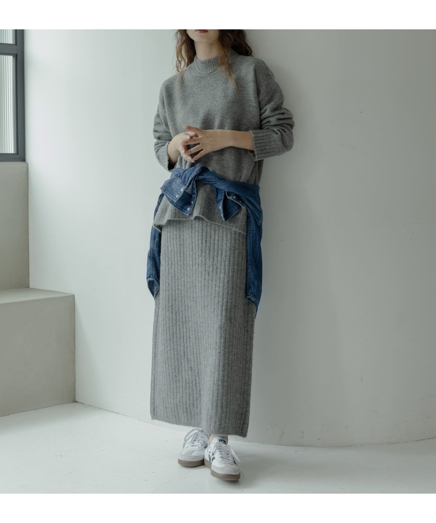 【サニーレーベル/Sonny Label / URBAN RESEARCH】の『WEB限定』モックネックニット×スカートセットアップ インテリア・キッズ・メンズ・レディースファッション・服の通販 founy(ファニー) 　ファッション　Fashion　レディースファッション　Fashion for Women　セットアップ　Matching Sets　スカート・ミニ/ミディ/マキシ　Skirts / Mini, Midi & Maxi Skirts　2025年　2025　2025-2026秋冬・A/W　Autumn/Winter 2025–26 AW25–26　冬　Winter / This Winter　シンプル　Simple, Minimal　セットアップ　Set-Up, Coordinated Outfit　マフラー　Scarf, Muffler　A/W・秋冬　Autumn/Winter　グレー|ID: prp329100004794481 ipo3291000000034786922