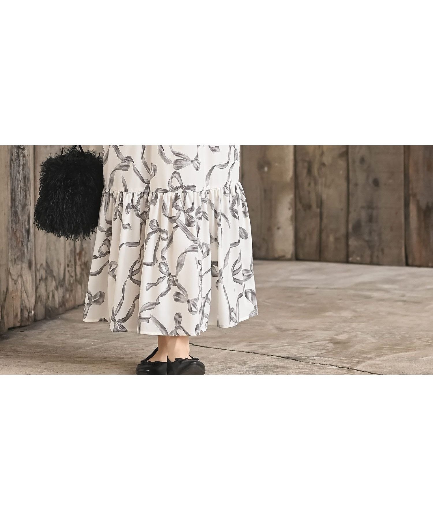 【アールピーエス/rps】のリボン柄プリントシャーリング肩リボンワンピース 人気、トレンドファッション・服の通販 founy(ファニー) 　ファッション　Fashion　レディースファッション　Fashion for Women　ワンピース　Dresses　シャーリング　Shirring, Ruched　プリント　Print, Printed Pattern　ポケット　Pocket, Pocket Detail　リボン　Ribbon, Bow　 other-1|ID: prp329100004794489 ipo3291000000034786979