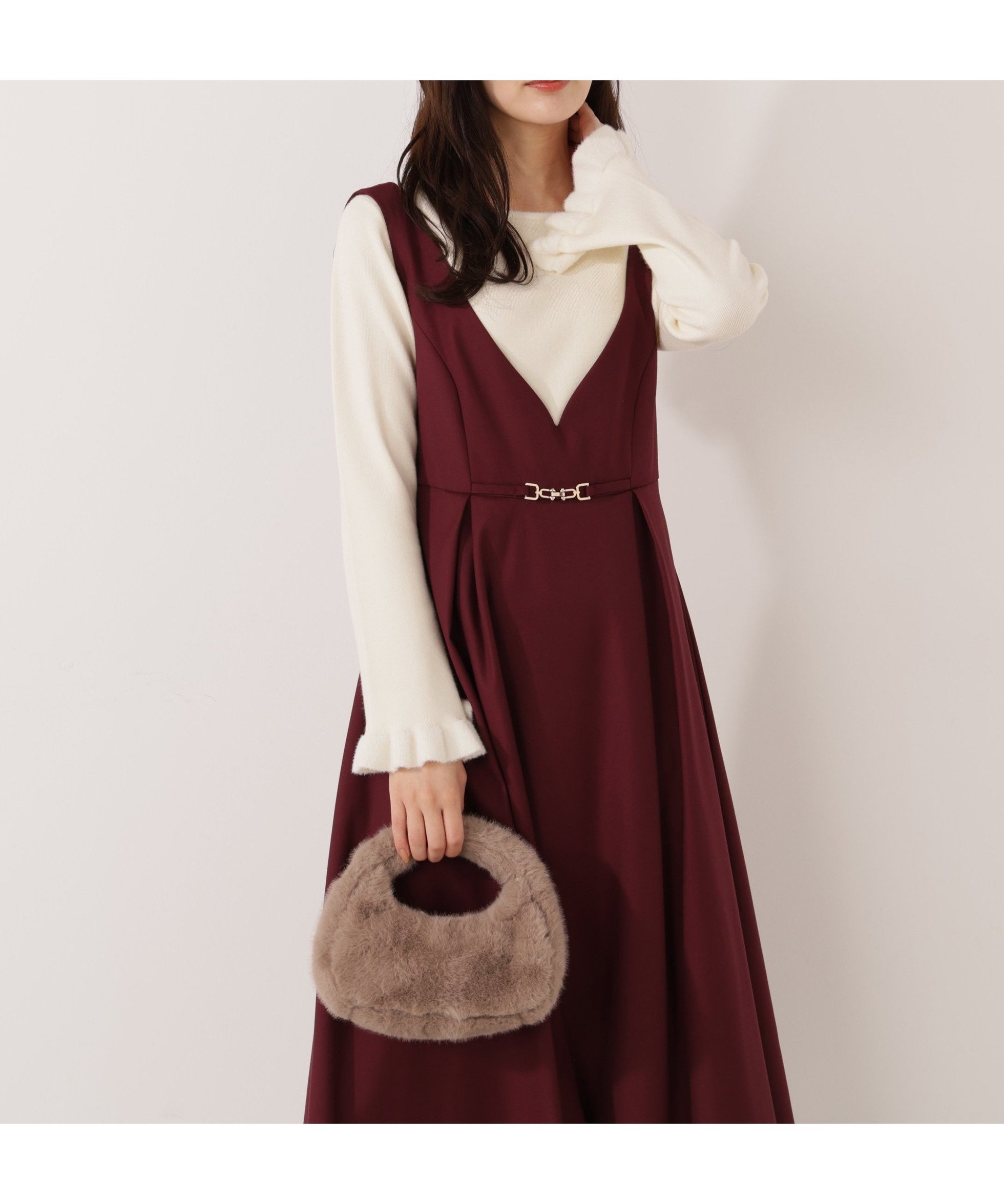 【プロポーション ボディドレッシング/PROPORTION BODY DRESSING】のタックフレアジャンスカ 25AW インテリア・キッズ・メンズ・レディースファッション・服の通販 founy(ファニー) ファッション Fashion レディースファッション Fashion for Women 2025年 2025 2025-2026秋冬・A/W Autumn/Winter 2025–26 AW25–26 フラット Flat, Flat Shoes フレア Flare, Flared ボルドー|ID: prp329100004794496 ipo3291000000034872017