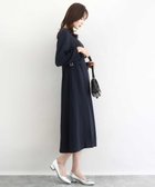 【エムケイ ミッシェルクラン/MK MICHEL KLEIN】のサテンジョーゼット サイドベルトワンピース/洗える ネイビー|ID: prp329100004794504 ipo3291000000034787114