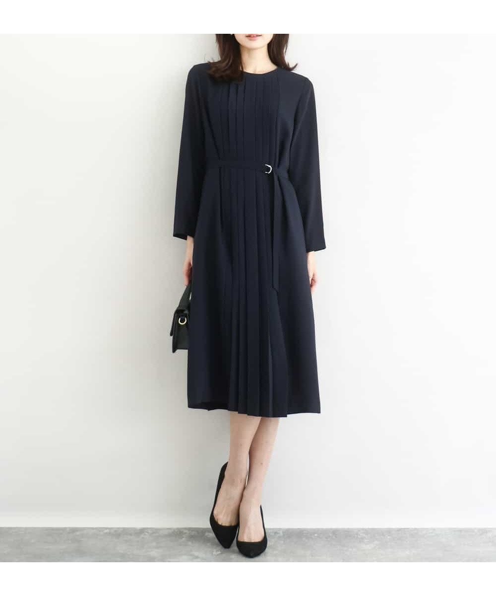 【エムケイ ミッシェルクラン/MK MICHEL KLEIN】のサテンジョーゼット プリーツワンピース/洗える 人気、トレンドファッション・服の通販 founy(ファニー) 　ファッション　Fashion　レディースファッション　Fashion for Women　ワンピース　Dresses　春　Spring　洗える　Machine Washable　秋　Autumn　サテン　Satin, Glossy Fabric　シンプル　Simple, Minimal　ジャケット　Jacket, Outerwear　ジョーゼット　Georgette, Semi-Sheer Fabric　ネックレス　Necklace, Pendant Necklace　フロント　Front, Front Design　ブローチ　Brooch, Pin Brooch　プリーツ　Pleats, Pleated　冬　Winter / This Winter　おすすめ　Recommended / Our Picks　夏　Summer　エレガント 上品　Elegant　セレモニー　Ceremony　結婚式　Wedding　二次会　After Party　 other-1|ID: prp329100004794505 ipo3291000000034938235