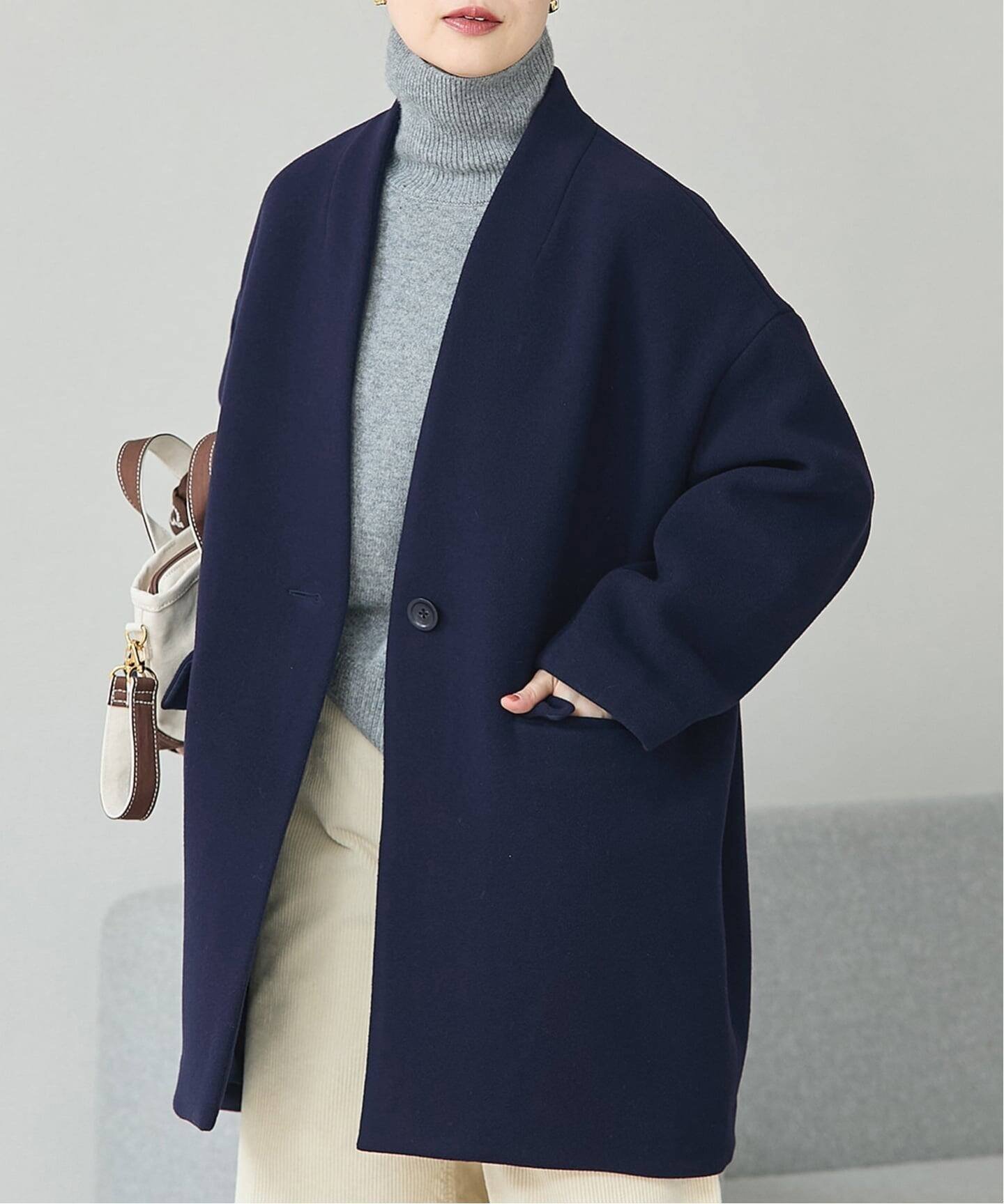 【ジャーナルスタンダード レサージュ/journal standard L'essage】の《追加》SUPER140S/GIOLICA コクーンコート インテリア・キッズ・メンズ・レディースファッション・服の通販 founy(ファニー) 　ファッション　Fashion　レディースファッション　Fashion for Women　アウター　Coat / Outerwear Collection　コート・ロングコート・ピーコート　Long Coats, Peacoats & More　2025年　2025　2025-2026秋冬・A/W　Autumn/Winter 2025–26 AW25–26　アクリル　Acrylic Material　シンプル　Simple, Minimal　ツイード　Twill, Twill Weave　エレガント 上品　Elegant　ネイビー|ID: prp329100004794508 ipo3291000000034787147