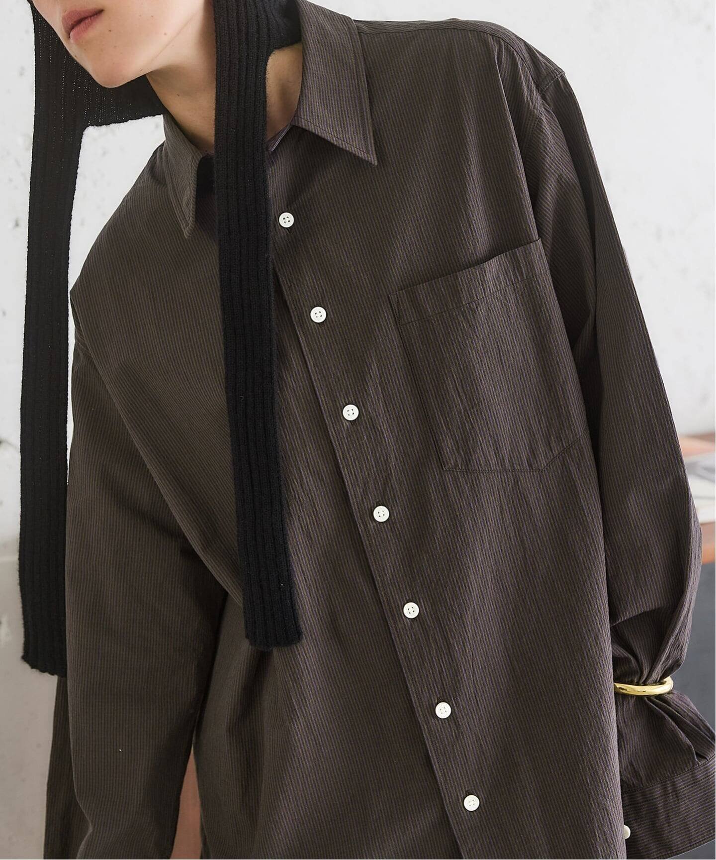 【イエナ/IENA】のBLACK バイカラーステッチシャツ インテリア・キッズ・メンズ・レディースファッション・服の通販 founy(ファニー) ファッション Fashion レディースファッション Fashion for Women トップス・カットソー Cut & Sew Tops シャツ・ブラウス・オフィスカジュアル Elegant Blouses & Button-Ups 2025年 2025 2025-2026秋冬・A/W Autumn/Winter 2025–26 AW25–26 スリット Slit, Slit Detail チェック Check, Plaid, Tartan 羽織 Haori, Light Jacket ブラウン B|ID: prp329100004794511 ipo3291000000034787175