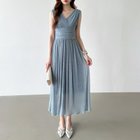 【ココモモ/COCOMOMO】のパーティードレス カシュクールワンピース 長袖ノースリーブ選べるタイプ 袖なし・グレイ・ブルー|ID: prp329100004794582 ipo3291000000035169764