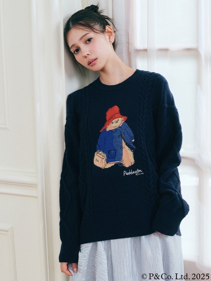 【セルフォード/CELFORD】の【パディントン(TM)×CELFORD】ケーブルニットプルオーバー インテリア・キッズ・メンズ・レディースファッション・服の通販 founy(ファニー) 　ファッション　Fashion　レディースファッション　Fashion for Women　トップス・カットソー　Cut & Sew Tops　ニット　Knit Tops & Sweaters　カジュアルプルオーバー・ニットトップス　Pullovers & Knit Tops / Casual Pullovers　おすすめ　Recommended / Our Picks　クラシカル　Classical, Vintage-Inspired　ストレート　Straight, Straight Cut　スマート　Smart, Elegant　スーツケース キャリーケース　Suitcase / Carry Case　ダッフルコート　Duffle Coat, Toggle Coat　帽子　Hat, Headwear　NVY[089]|ID: prp329100004794586 ipo3291000000034787663