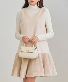 【セゾンドパピヨン/SAISON DE PAPILLON】のファー付きVネックノースリーブワンピース br 人気、トレンドファッション・服の通販 founy(ファニー) ファッション Fashion レディースファッション Fashion for Women ワンピース Dresses おすすめ Recommended / Our Picks インナー Innerwear カットソー Cut and Sewn Top タートルネック Turtleneck, High Neck ノースリーブ Sleeveless, No-Sleeve パール Pearl, Pearl Accent フィット Fit, Slim Fit フレア Flare, Flared ポケット Pocket, Pocket Detail エレガント 上品 Elegant 冬 Winter / This Winter |ID:prp329100004794606