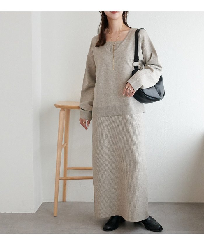 【ディスコート/Discoat】のセットニットワンピース《WEB限定カラーあり》 インテリア・キッズ・メンズ・レディースファッション・服の通販 founy(ファニー) https://founy.com/ ファッション Fashion レディースファッション Fashion for Women ワンピース Dresses ニットワンピース Knit Dresses キャミワンピース Cami Dress, Slip Dress シンプル Simple, Minimal スリット Slit, Slit Detail リブニット Rib Knit, Ribbed Knit |ID: prp329100004794616 ipo3291000000035162877