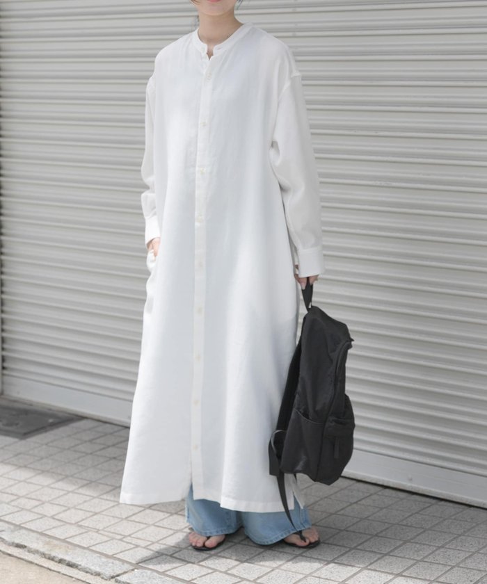 【アーバンリサーチ ドアーズ/URBAN RESEARCH DOORS】のFORK SPOON バンドカラーダブルクロスシャツワンピース インテリア・キッズ・メンズ・レディースファッション・服の通販 founy(ファニー) https://founy.com/ ファッション Fashion レディースファッション Fashion for Women ワンピース Dresses シャツワンピース / 1枚で着映えコーデ Shirt Dresses 2025年 2025 2025-2026秋冬・A/W Autumn/Winter 2025–26 AW25–26 冬 Winter / This Winter スウェット / スエット Sweatshirt, Sweatwear スラックス Slacks, Dress Pants スリット Slit, Slit Detail ダブル Double, Double-Breasted デニム Denim, Jeans Material ベーシック Basic, Essential ロング Long, Long-Length エレガント 上品 Elegant 定番 Standard, Basic Item A/W・秋冬 Autumn/Winter |ID: prp329100004794626 ipo3291000000034787898